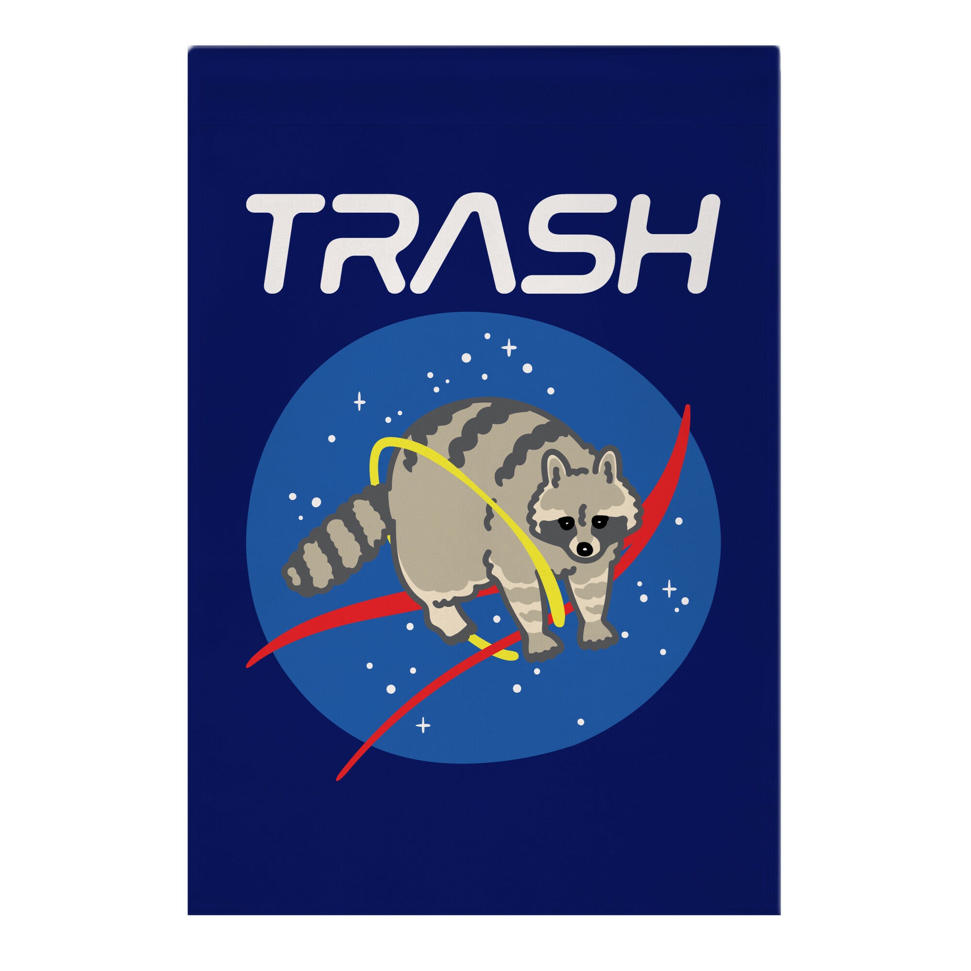 Trash Raccoon Nasa Logo Parody White Print Garden Flag
